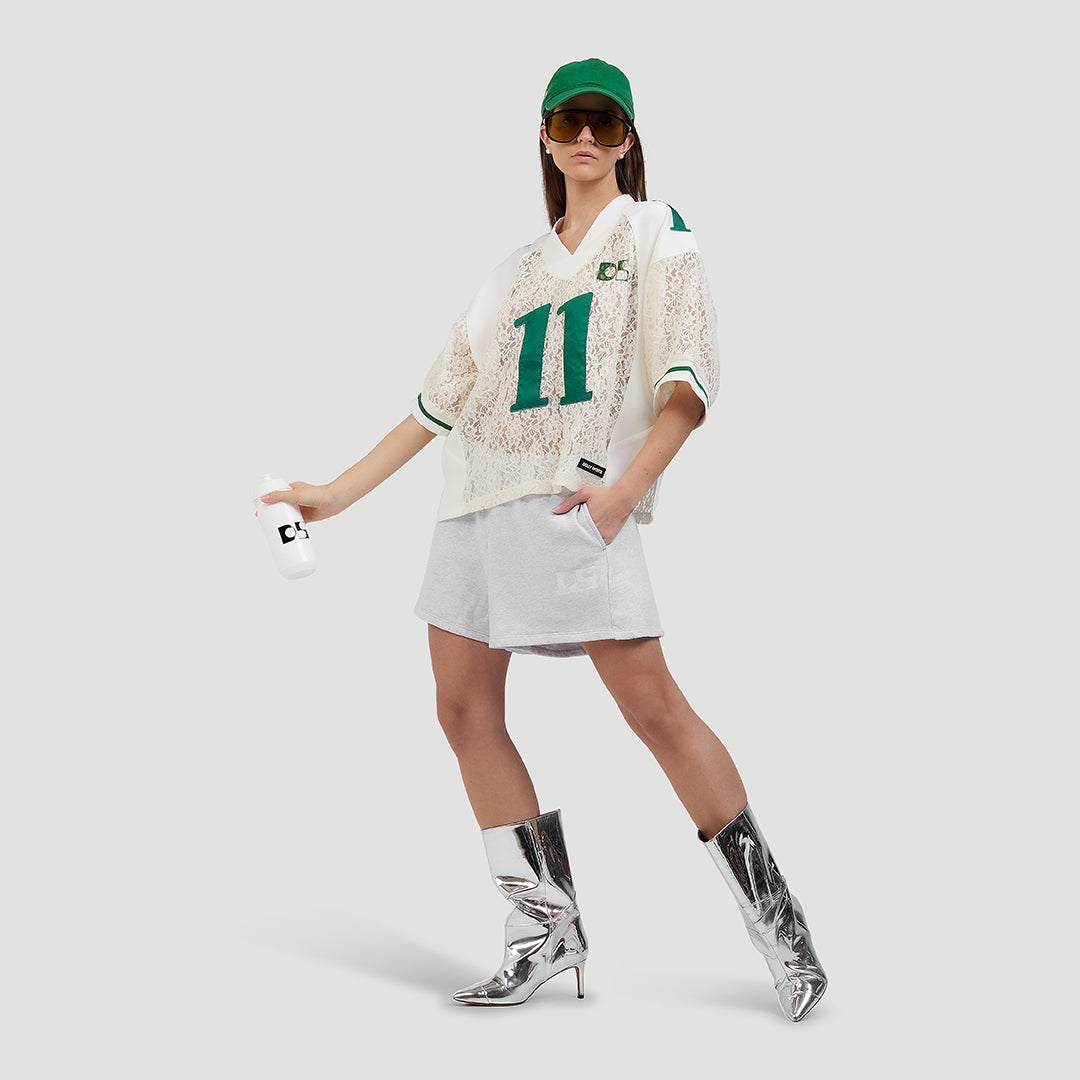 Cropped lace footbal tee