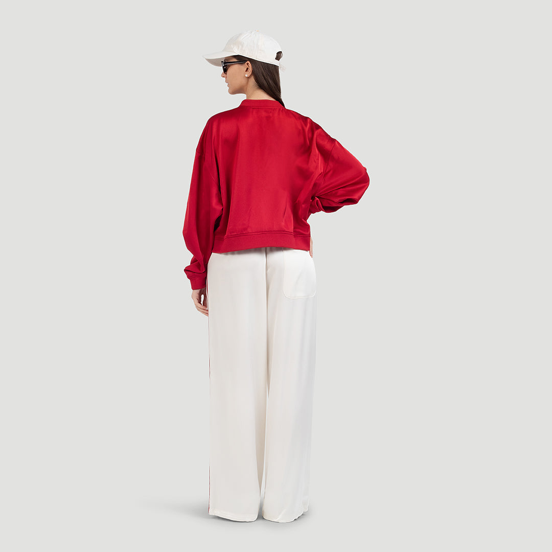 High-waist satin pants