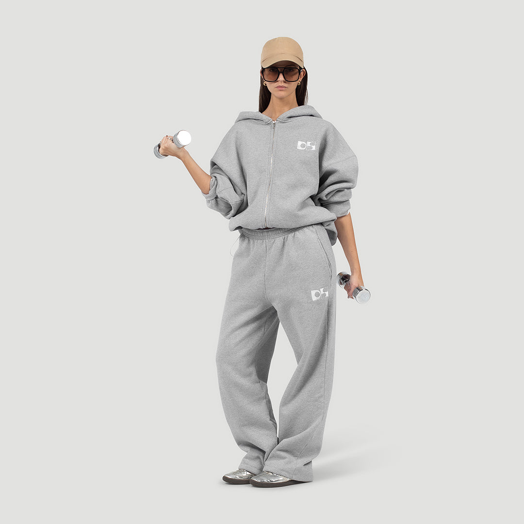 Wide-leg trackpants heavyweight cotton