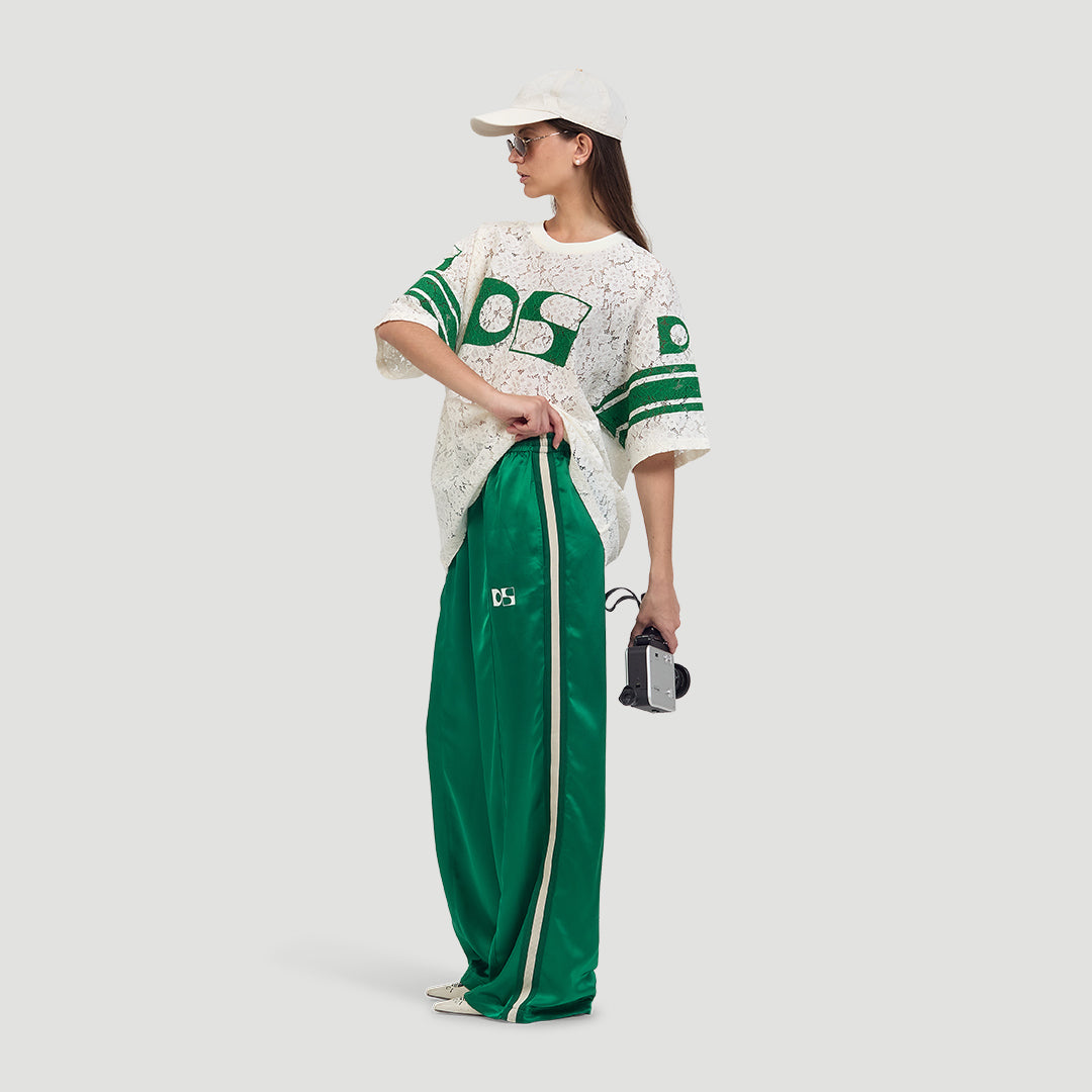 High-waist satin pants