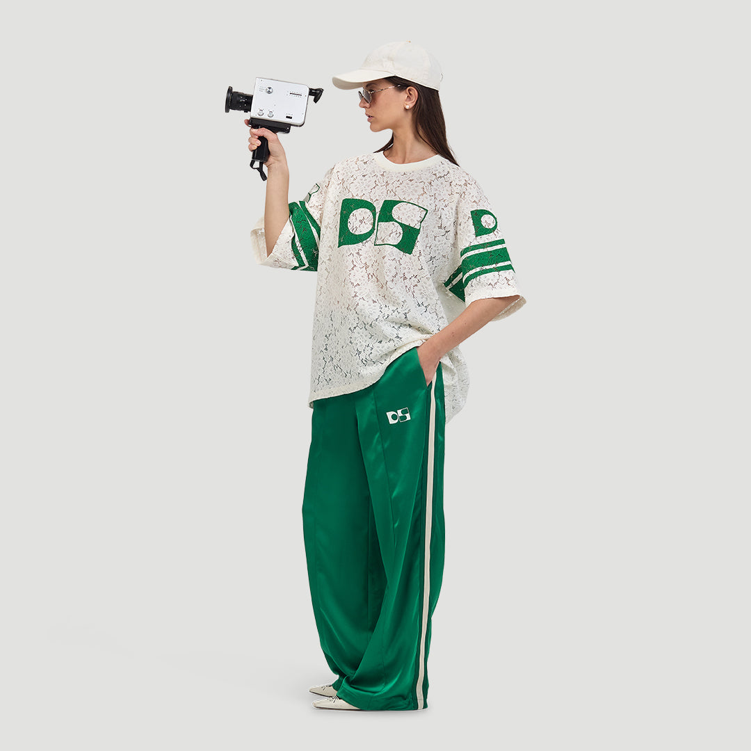 High-waist satin pants