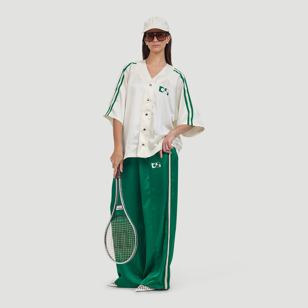 High-waist satin pants