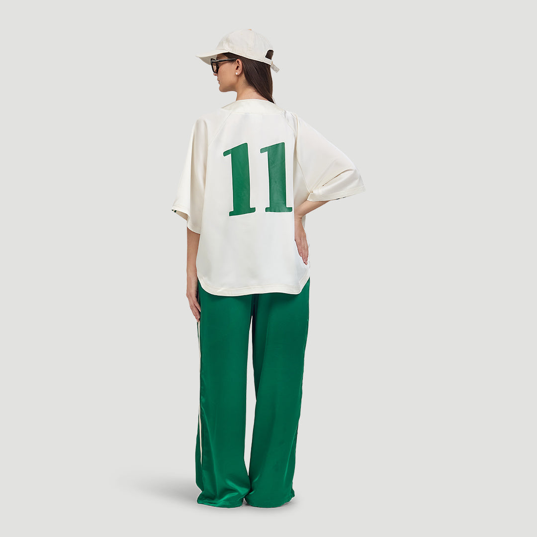 High-waist satin pants