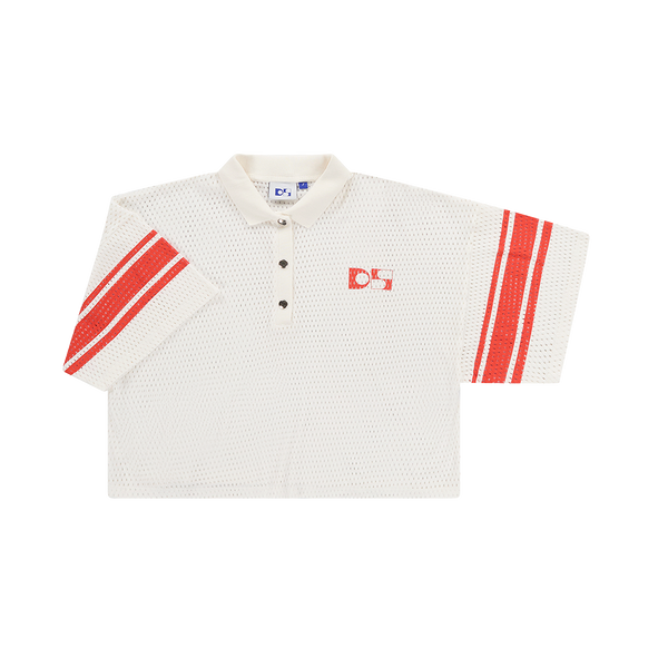 Cropped cotton mesh polo - PRE ORDER