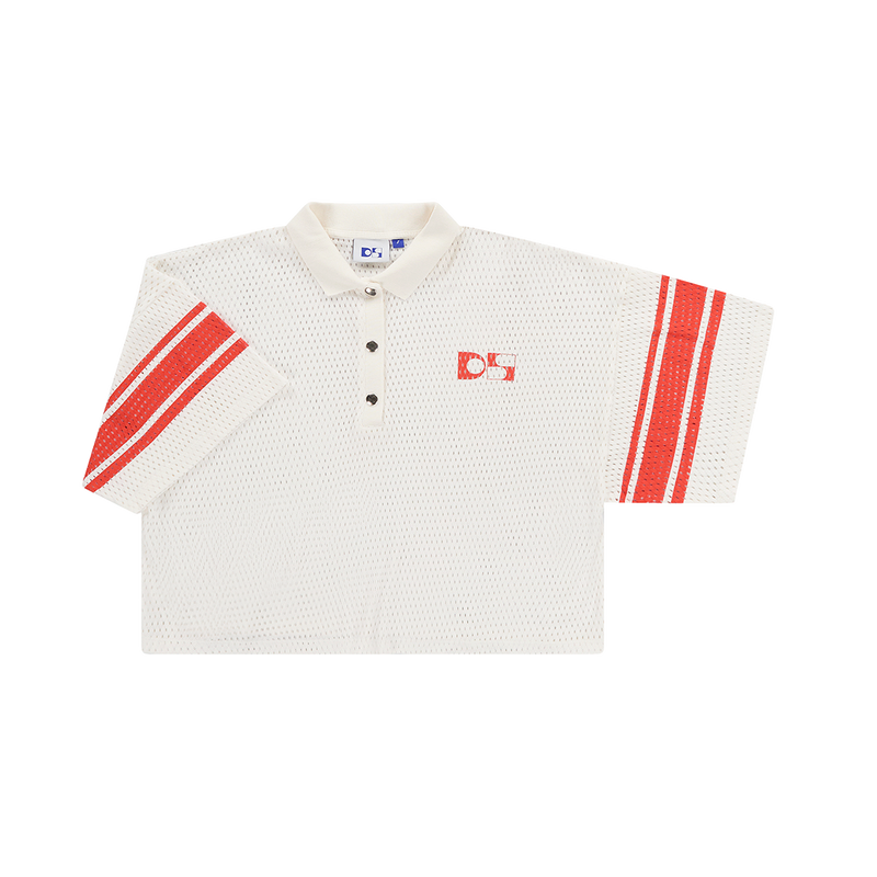 Cropped cotton mesh polo - PRE ORDER
