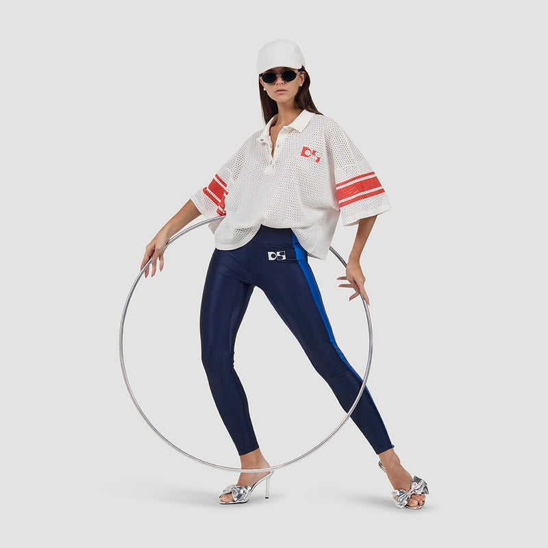 Cropped cotton mesh polo - PRE ORDER
