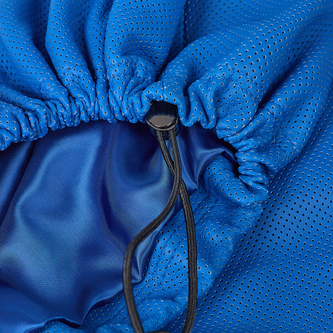 Perforated lambskin leather windbreaker