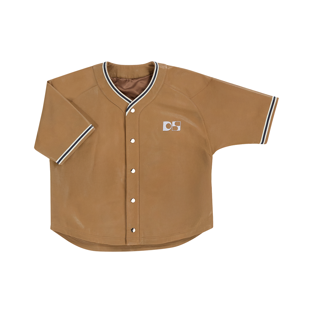 Lambskin leather baseball jacket