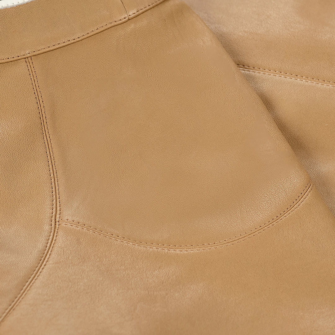 Lambskin leather baseball jacket