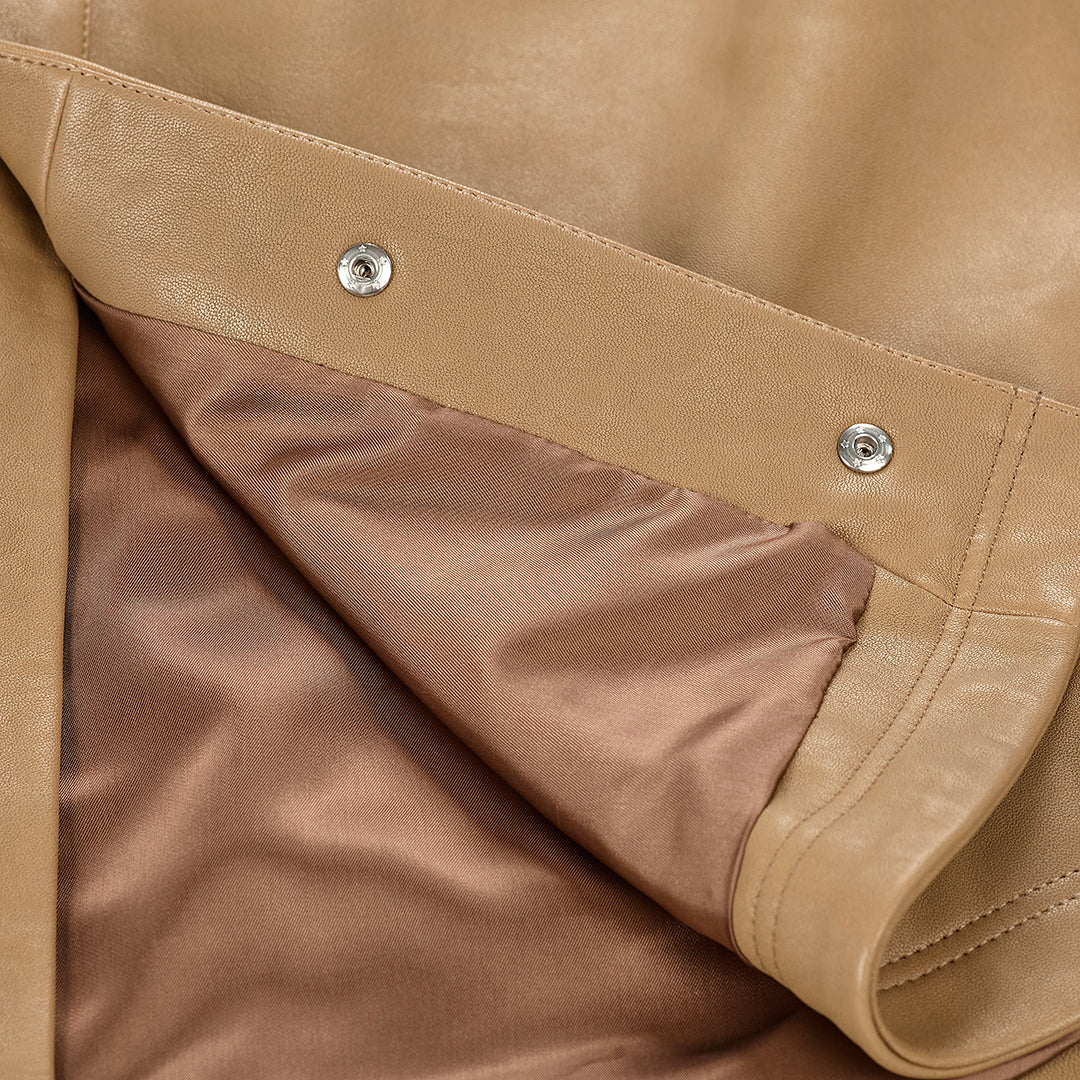 Lambskin leather baseball jacket