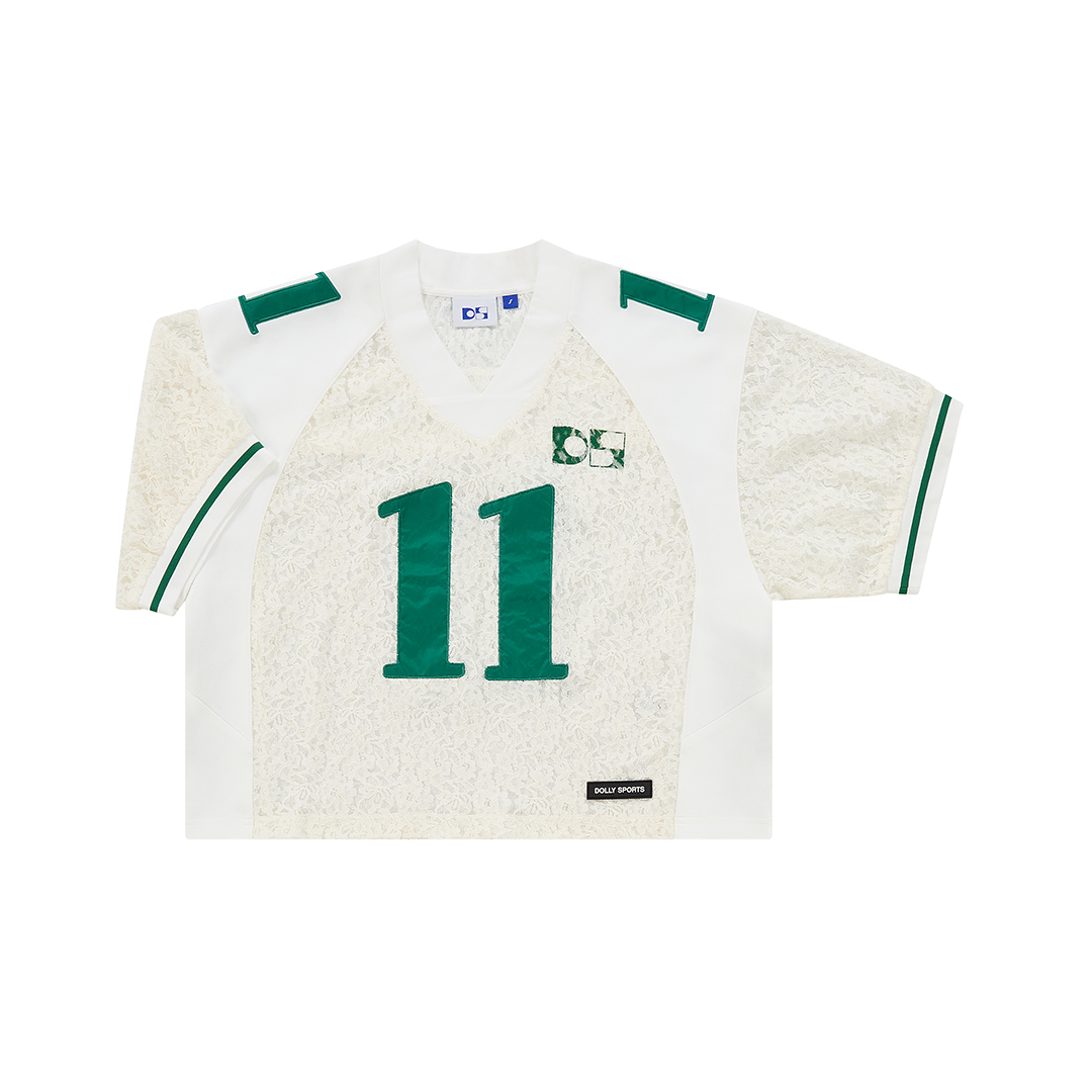 Cropped lace footbal tee