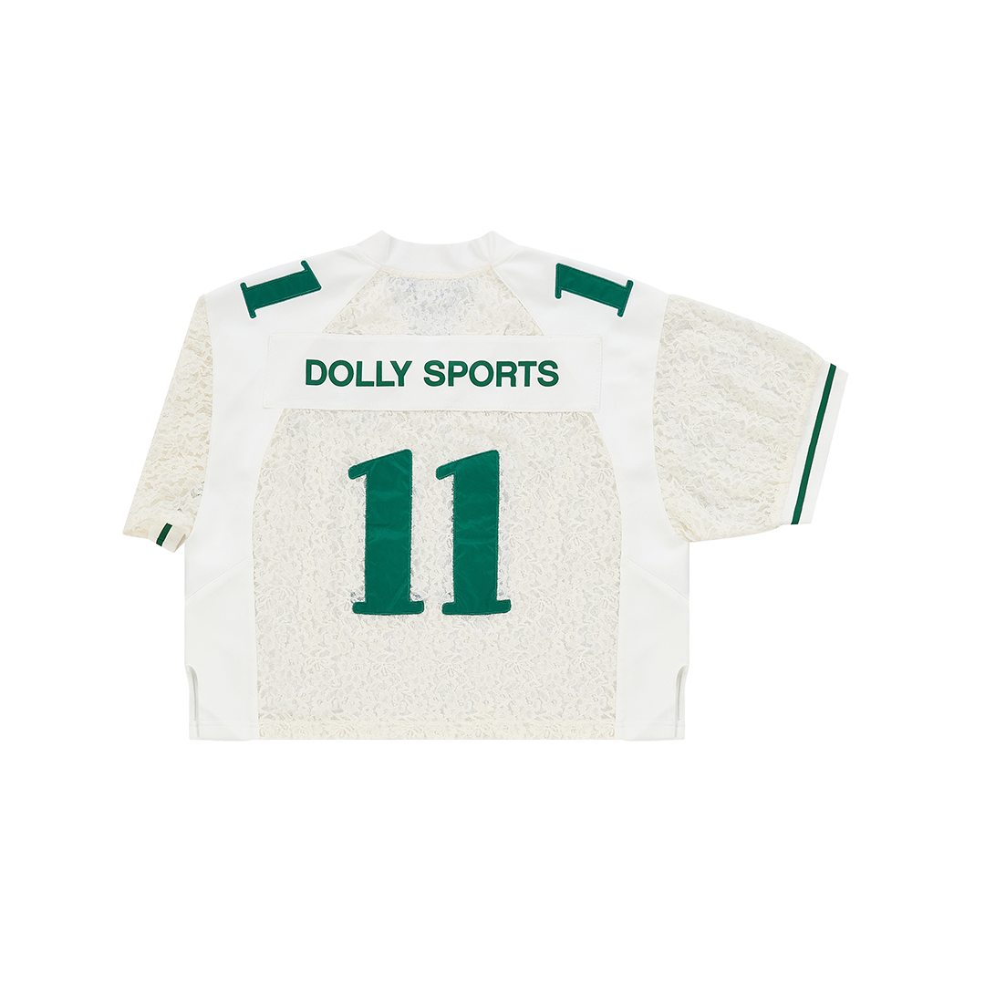 Cropped lace footbal tee