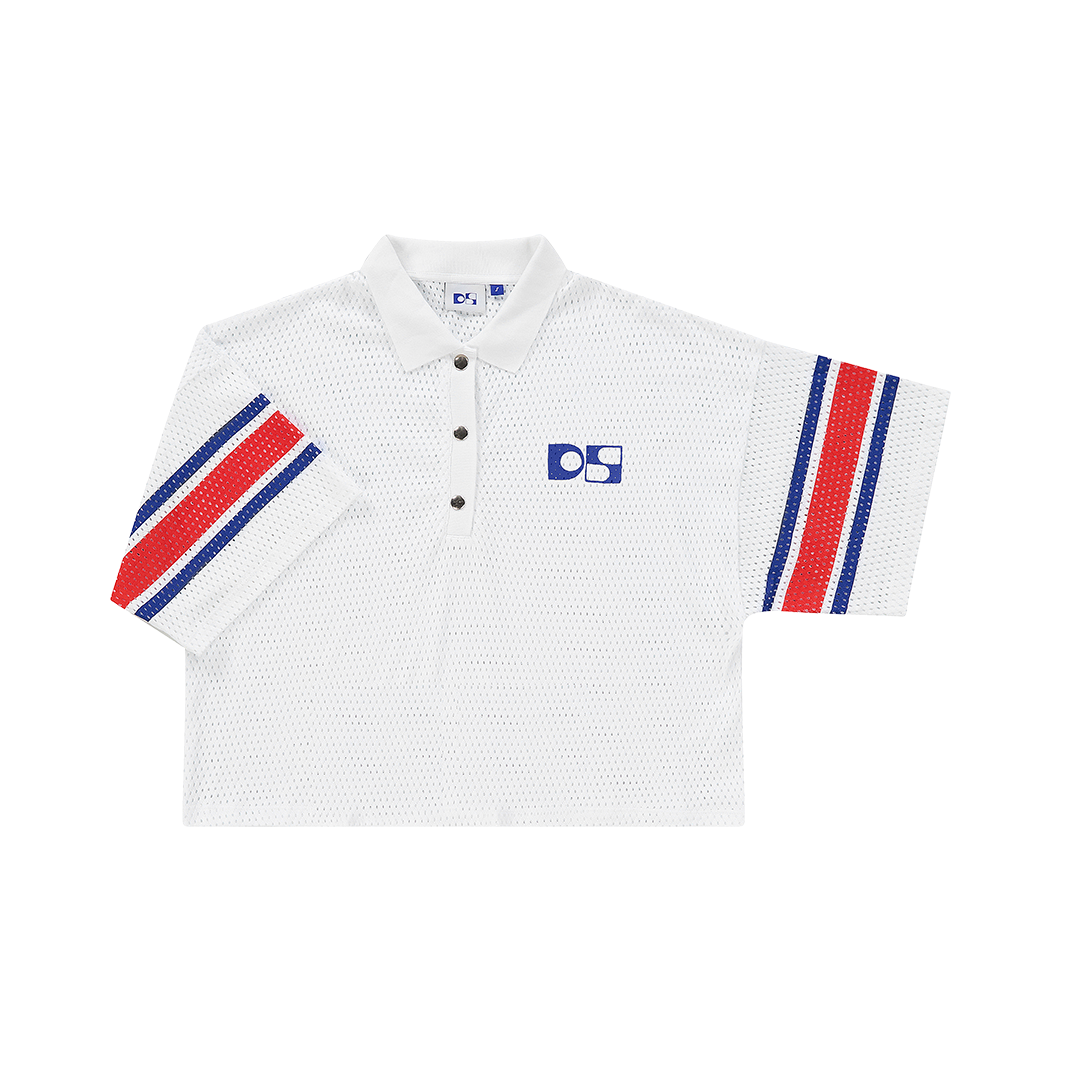 Cotton mesh polo tee