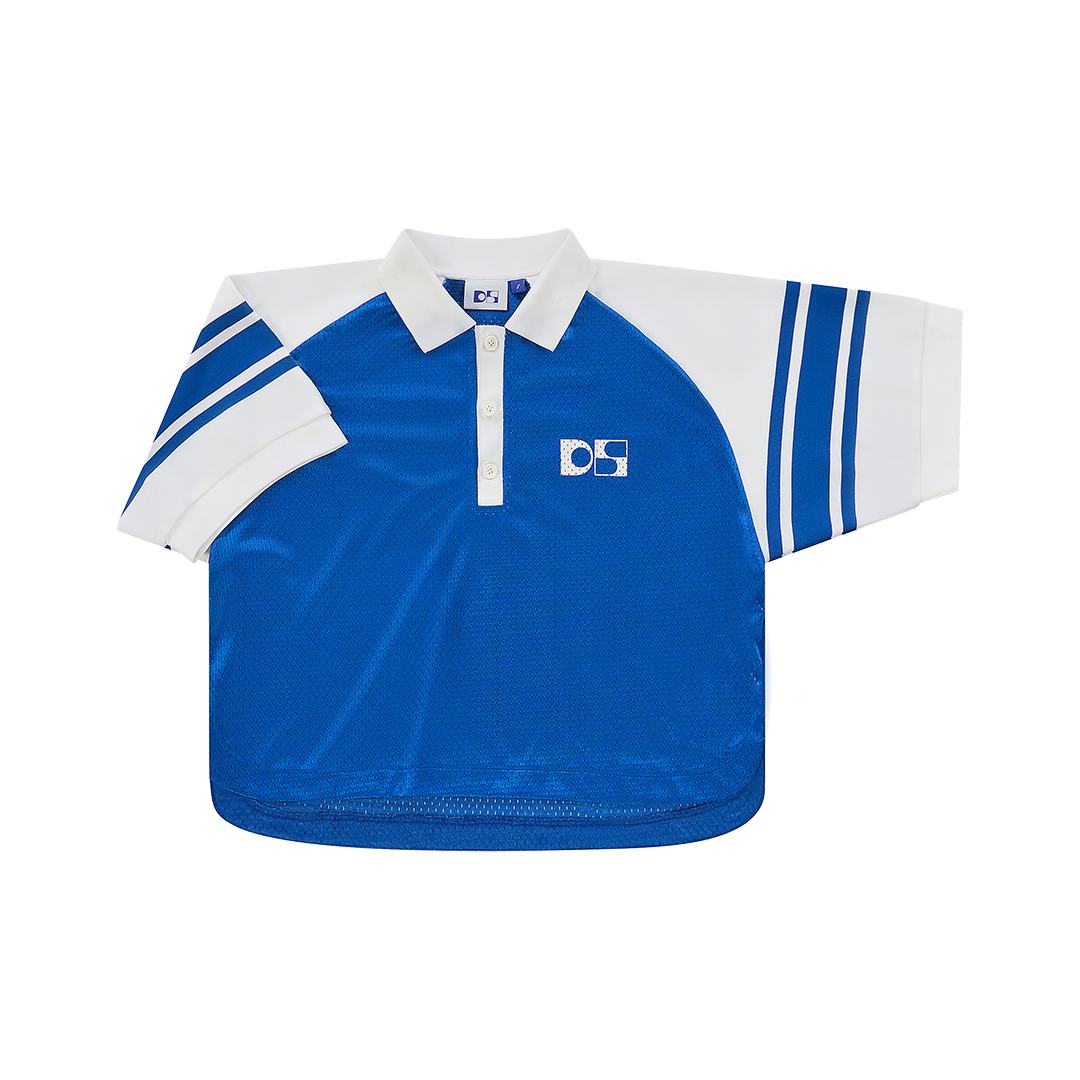 Cropped mesh polo tee