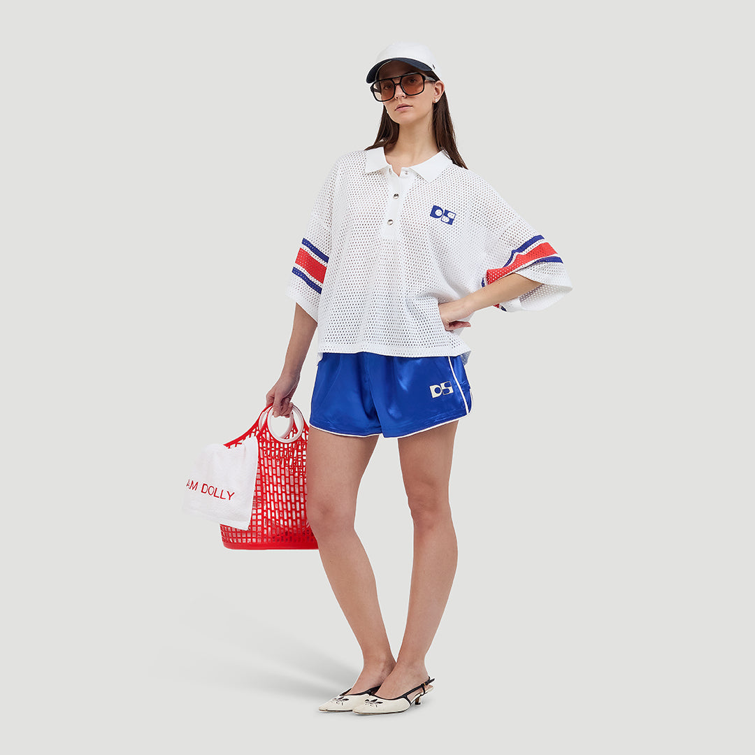 Cotton mesh polo tee