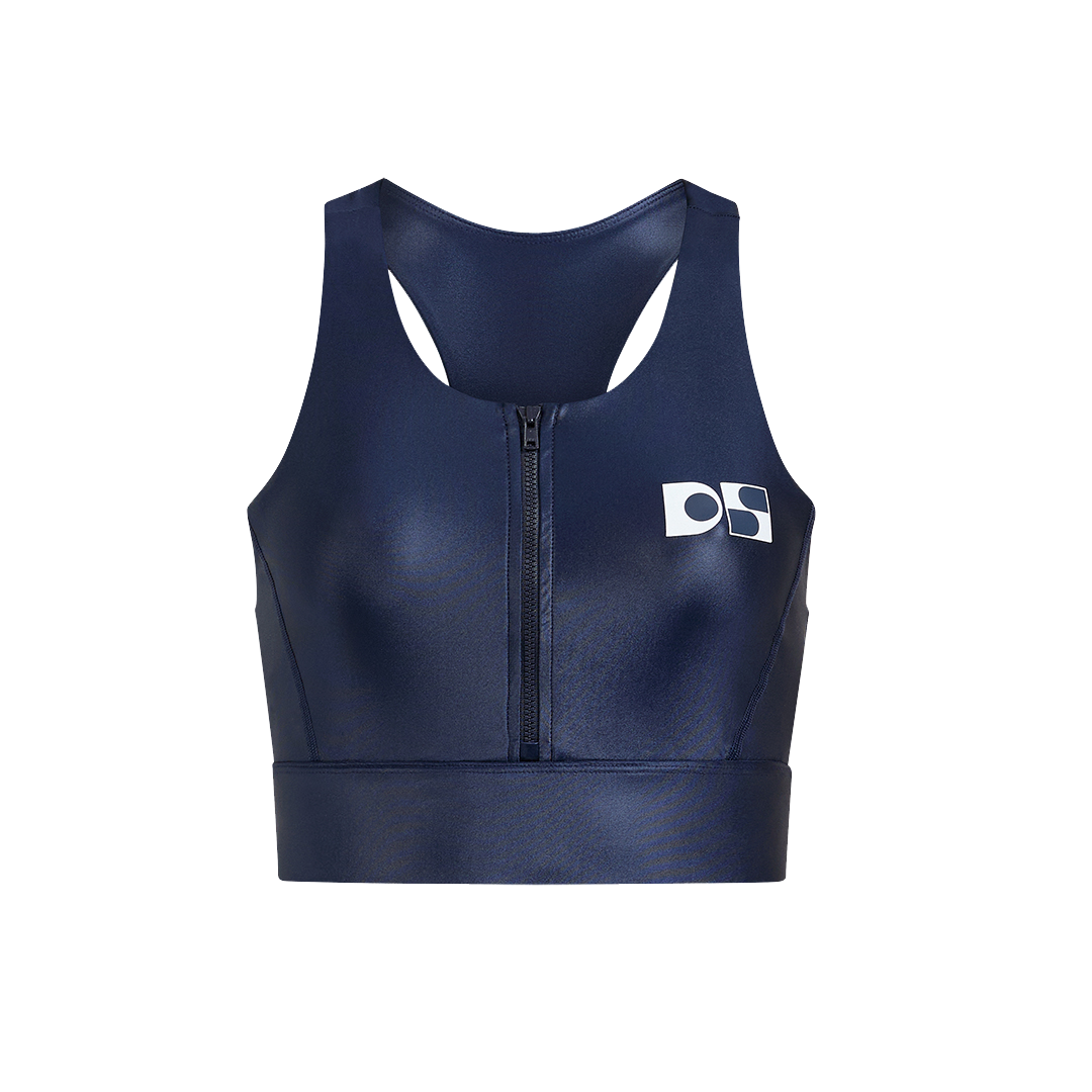 Active bra with zipper