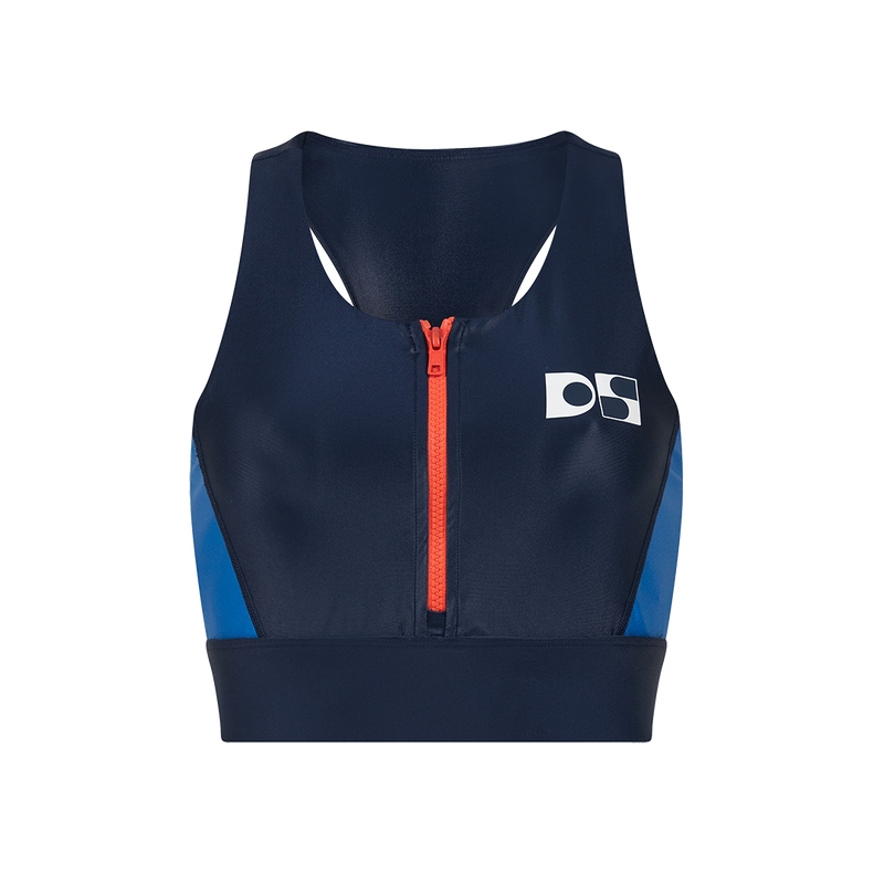 Active bra with zipper