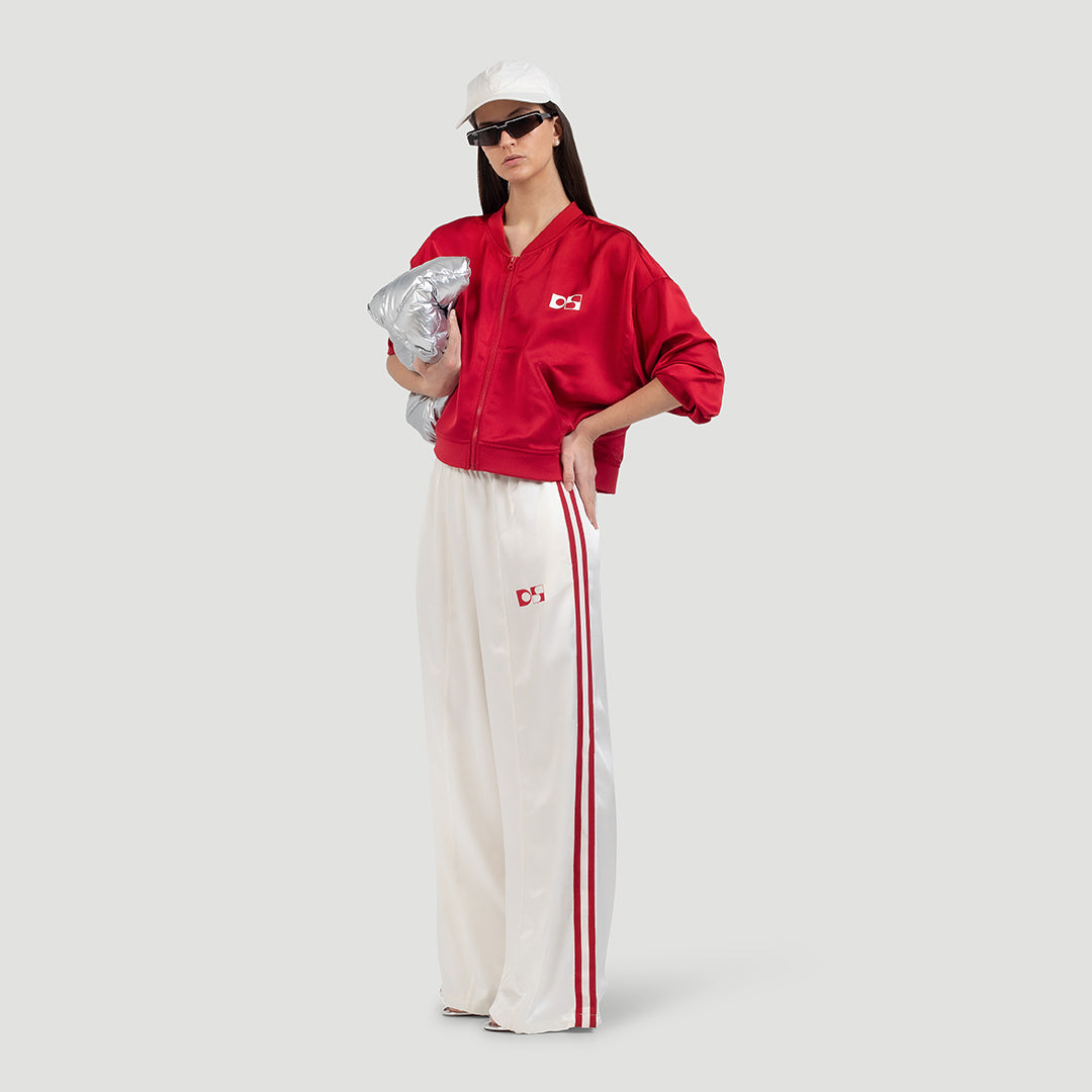 Satin cropped bomber jacket