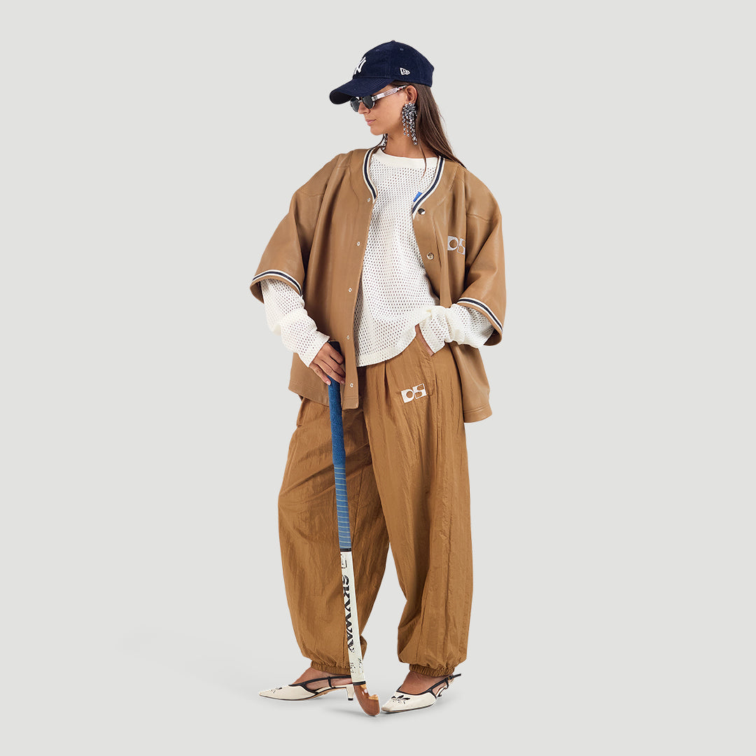 Lambskin leather baseball jacket