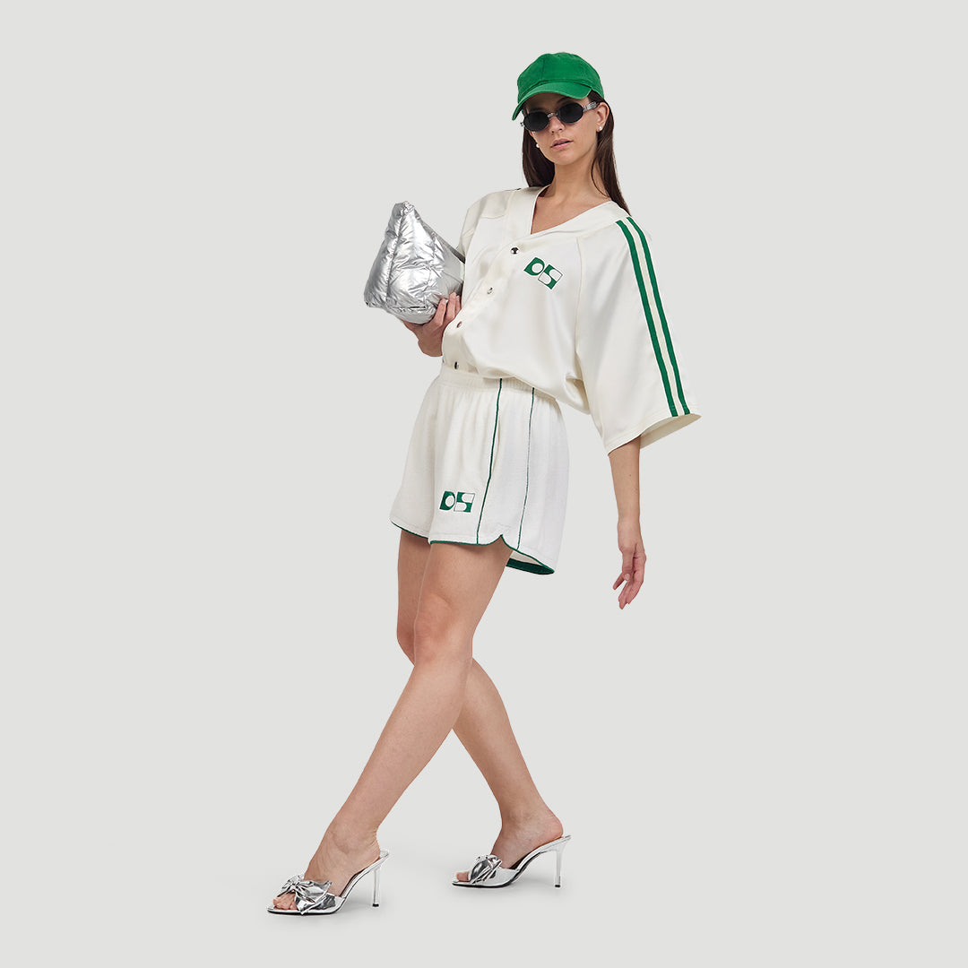 Satin baseball shirt